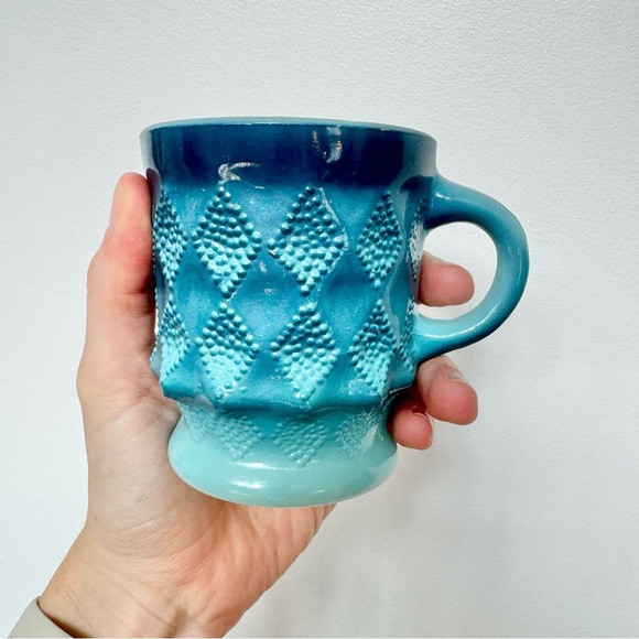 Like New Fire King Coffee Mug Cup Kimberly Blue Diamond Anchor Hocking - Picture 4 of 6